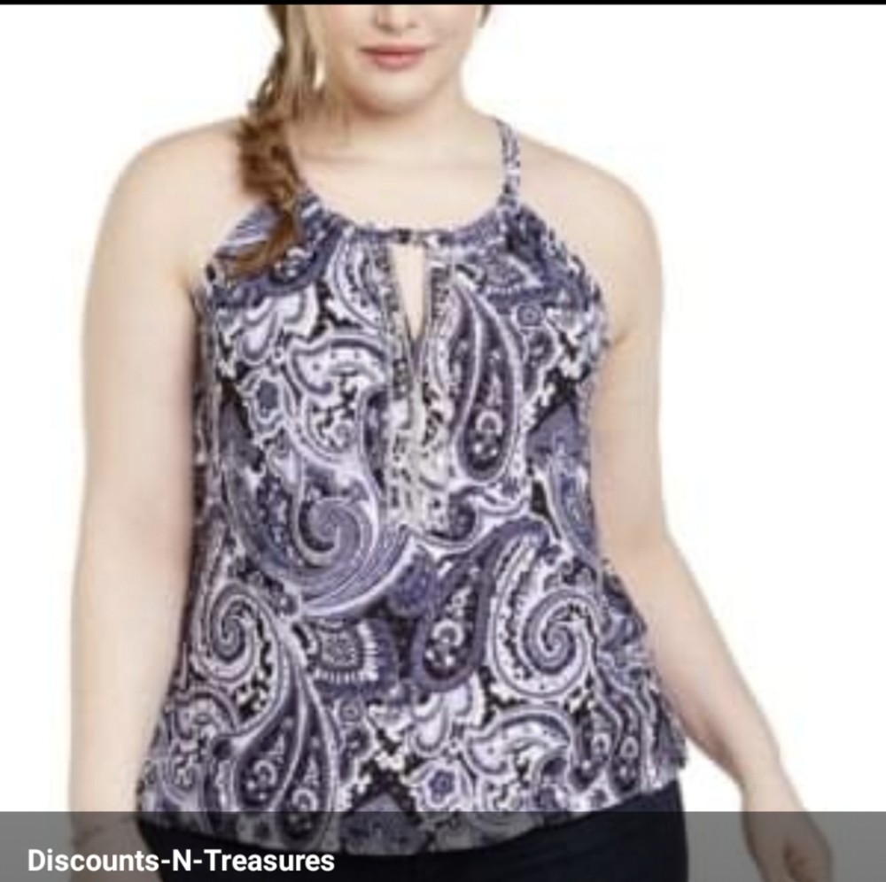 INC women's plus embellished keyhole neck tank top